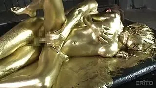 Elegant And Horny Japanese Lady Is Fucked And Covered In Gold